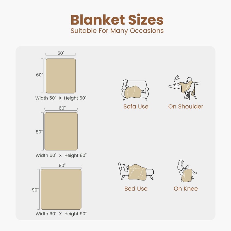 Dual-Sided Faux Rabbit Fur Throw Blanket, 50" x 60", Cream