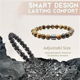 Glame Anti Alcohol Bracelet, Glame International Anti Alcohol Bracelet GM Mgnetic Bead to Reduce the Urge to Drink Jewelry for Women Men Helps Relief Anxiety Frustration Irritability (Brown+Volcanic stone)