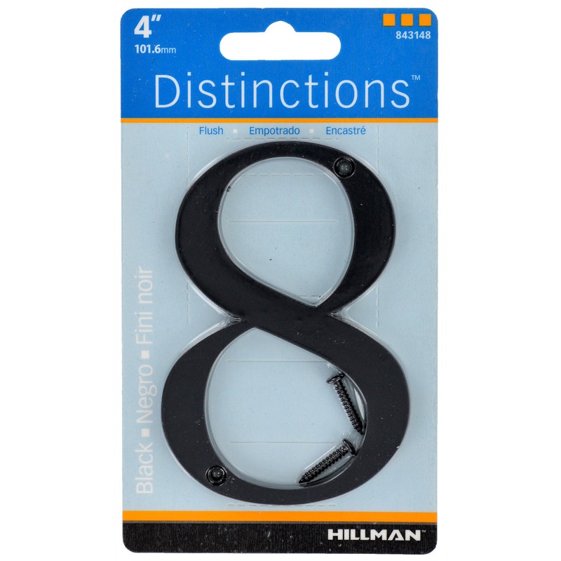 Distinctions 843148 Black Flush-Mount 4-Inch House Number 8