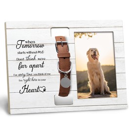 XNXLDYLH Pet Cat Dog Memorial Loss Gifts Gift for Loss of Dog, Cat Dog Pet Memorial Picture Frame with Collar Holder, When Tomorrow Starts Without Me Picture Photo Frames for Dogs that Passed,4x6Photo