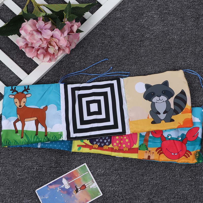 Infant Crib Cloth Book Cute Animal Learning Rattle Distorting Mirror
