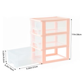 Gonice Desktop 3 Drawer Organzier, Pink Plastic Small Drawer Organizer, Desktop Organizer for Office Home and Bathroom