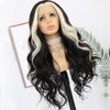 ANDRIA Blonde Skunk Stripe Lace Front Wigs Black and Blonde