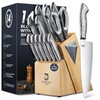14 PCS Knife Set with Wood Block - Stainless Steel