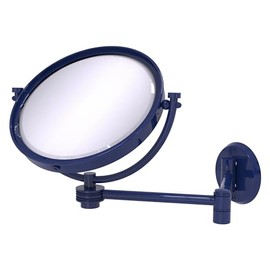 Allied Brass WM-6D/5X-MBL 8 Inch Wall Mounted Extending Make-Up Mirror 5X Magnification with Dotted Accent, Mediterranean Blue