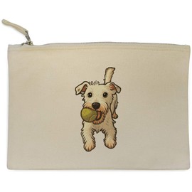 'Jack Russell with Tennis Ball' Canvas Clutch Bag/Accessory Case (CL00044719)