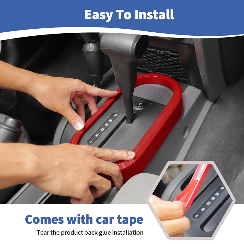 RT-TCZ para Jeep JK Gear Shift Panel recortar Cover Rojo