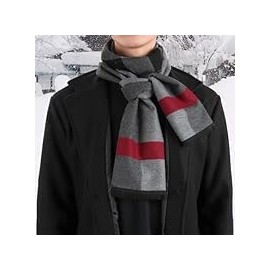 Men Scarf Winter - Men Warm Tartan Scarves Classical Cashmere-like Plaid Knitted Long Scarf Shawl Neck Wrap