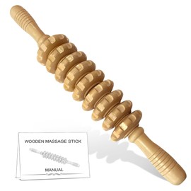 MIOKAN Wood Therapy Massage Roller Stick with Release Myofascial Trigger Points, Massager Tool for Cellulite Reduction, Muscle Tension and Lymphatic Drainage Physical Therapy Recover (Wood)