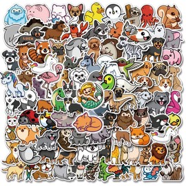 Yeahbo Cute Animal Stickers for Children, Vinyl Waterproof Stickers for Laptop, Scrapbooking, Bumper, Skateboard, Water Bottles, Kawaii Stickers Animal Stickers for Adults Teens (Sticker Pack 100pcs)