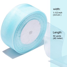 Bsikon 1-1/2 Inch Sheer Organza Ribbon 50 Yards Light Blue Chiffon Ribbon for Gift Wrapping,Bouquets,Wedding,DIY Craft
