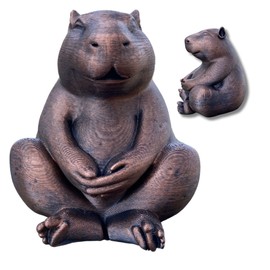 Meditating Capybara Figurine – Hand Painted Statue, Cute Zen Capybara Desk Decor, Relaxing Animal Sculpture, Unique Gift for Capybara Lovers
