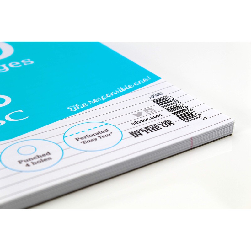 Silvine A4 Everyday FSC Refill Pad. Lined with Margin, 160