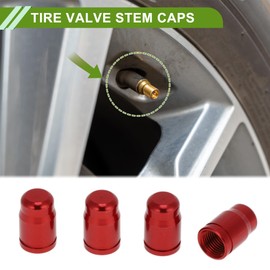 HOPESPANNER Tire Valve Stem Caps Decorative Red Polished Surface Tyre Valve Dust Covers 7x16mm Aluminum Alloy 4 Pcs