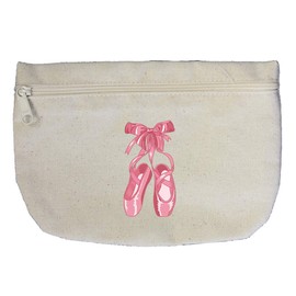 Ballet Shoes Cotton Canvas Makeup Bag Zippered Pouch