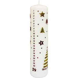 Unique Advent Festive Christmas Calendar Candle, Designed by Nordic Hygge, Christmas Tree and Stars, 24 Numbers, Countdown to Christmas