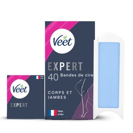 Veet Expert 40 Wachs-Streifen für Körper & Beine – normale Haut – perfekte Verarbeitung – langanhaltende Haarentfernung