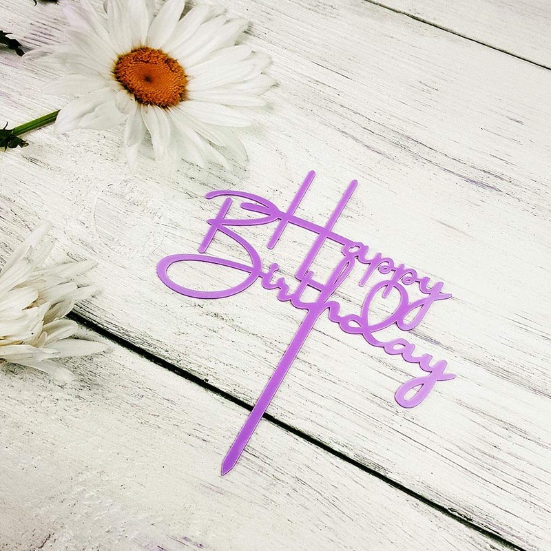 Decoración para tarta de cumpleaños con texto en inglés «Happy