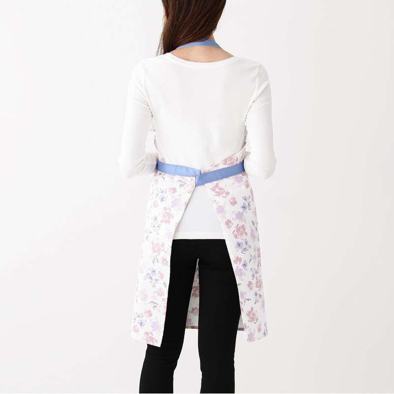 Francfranc Flower Cotton Full Apron Pink