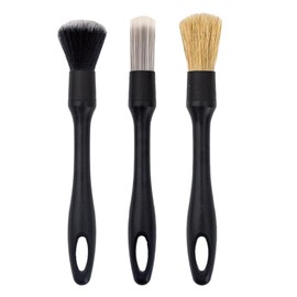 ChasCoCo Car Wash Brush Brush Detail Brush Set of 3 Soft Extra Fine Detail for Emblem Gap Detailing Black