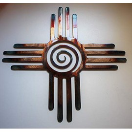 Southwestern Zia with Spiral Swirl Center Metal Wall Art Décor 14" 18", 20", 24" 30" or 44" (18")