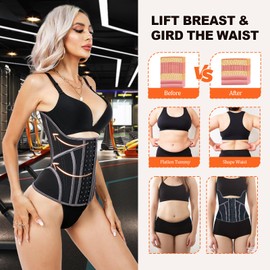 Gaceblis Latex Waist Trainer for Women Waist Cincher Corset for Tummy Control Underbust Sports Workout Hourglass Body Shaper Black