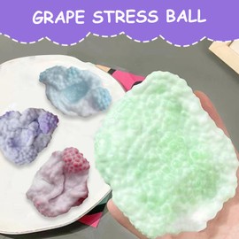 VARKAGE Pack of 4 Grape Stress Ball, Colourful Beads Malleable Vacuum Grape Stress Ball Toy for Relief from Anxiety Anger for Children and Adults (L)