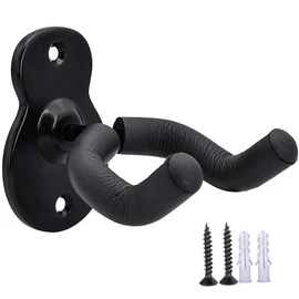 Sound harbor Guitar Wall Mount Hanger Acoustic Electric Bass Guitar Wall Hook Black Metal Holder