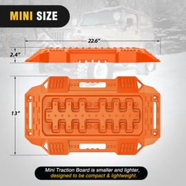 Nilight Recovery Offroad Traction Boards Mini Short Emergency Tire Tracks Mats For 4WD 4X4 ATV UTV on Mud Sand Snow (2PCS Orange)