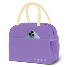 KUBYA Lunch Bag Lunch Box for Women Men Reusable Insulated Lunch Box for Adult Lunch Tote Bag Lunch Container for Office Work Picnic Beach or Travel（Purple）