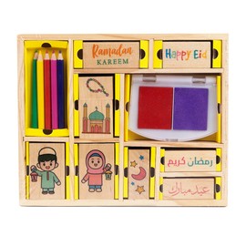 Ramadan & Eid Wooden Stamp Set for Kids – Fun & Educational Islamic Craft Kit for Creative Play and Holiday Decorations, Perfect for Celebrating Ramadan & Eid
