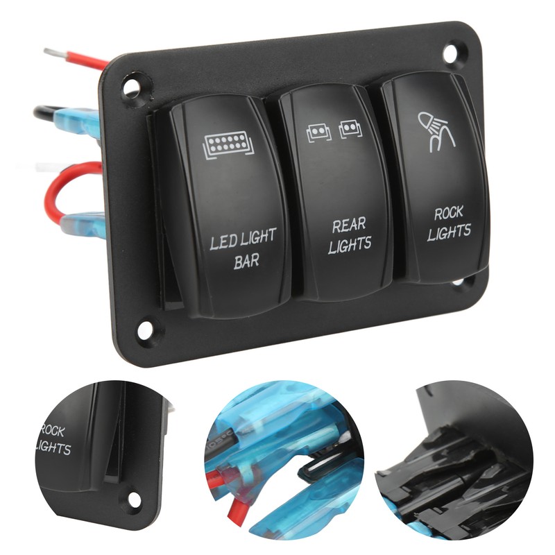 5Pin 3 Gang Rocker Switch Panel Led Light Bar Switch