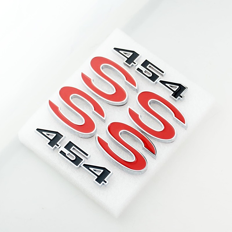 6Pcs Set SS 454 Fender Emblem 3D Tape Badge Sticker