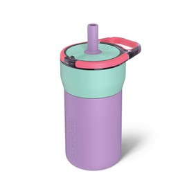 BrüMate Leap 12oz 100% Leakproof Kids Tumbler with Handle and Silicone Soft Straw | Durable Drop Resistant Silicone Sleeve | Made of Insulated Stainless Steel | Cup Holder Friendly | 12oz (Stardust)