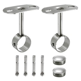 sourcing map 2 Pcs Ceiling Mount Bracket, Wardrobe Pipe Bracket, Shower Curtain Closet Wardrobe Rod Lever Support Holder Pipe Flange Socket 32x100mm/1.26x3.94"