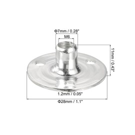 uxcell M6 Brad Hole Tee Nut, 12pcs Carbon Steel Round Base Screw-in T-Nuts Furniture Hardware Flange Female Thread Insert Nuts, M6x28x1.2mm