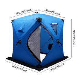 KELIBI Ice Fishing Tent, Foldable Winter Insulated Tent Outdoor 1-2 People shanty, Oxford Cloth Fishing Shelter Warm Breathable w/Handbag D-Shaped Door, Portable Thermal Tent for Hiking Camping-Blue