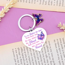 QUIHUD Sister In Law Gifts Sister In Law Wedding Gift Best Gifts For Sister In Law Purple Butterfly Keychain Sister In Law Birthday Gifts Mothers Day Gifts
