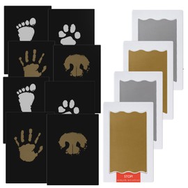 Nabance Paw Print Set Dog, Footprint Baby, 4 Pieces Gold and Silver Ink Pad with 8 Cards Footprint Baby Handprint Baby Dog Snout Print Kit Imprint Set Gift for Pets Owners