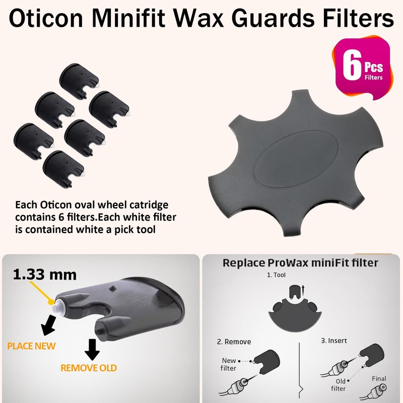 （30-Pcs）Minifit Prowax Wax Guards Filters for Oticon Hearing Aids,Oticon Minifit
