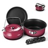 Odoland 5pcs Camping Cookware Mess Kit, Non-Stick Lightweight Pot Pan