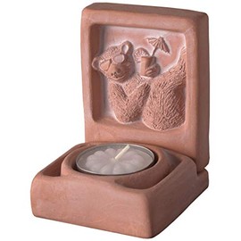 JBK Pottery Ceramic Tea Light Candle Holders (1, Bear Cocktail Terracotta)