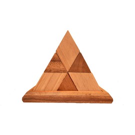 Pyramid 14 Pieces 2 Tone 3D Wooden Pyramid Puzzle in 2 Colours, Puzzle Wood IQ Puzzle 14 Pieces Make a Pyramid Children's Puzzle, Blockbuilder, IQ Test, Puzzle Game, Wooden Brain Teaser