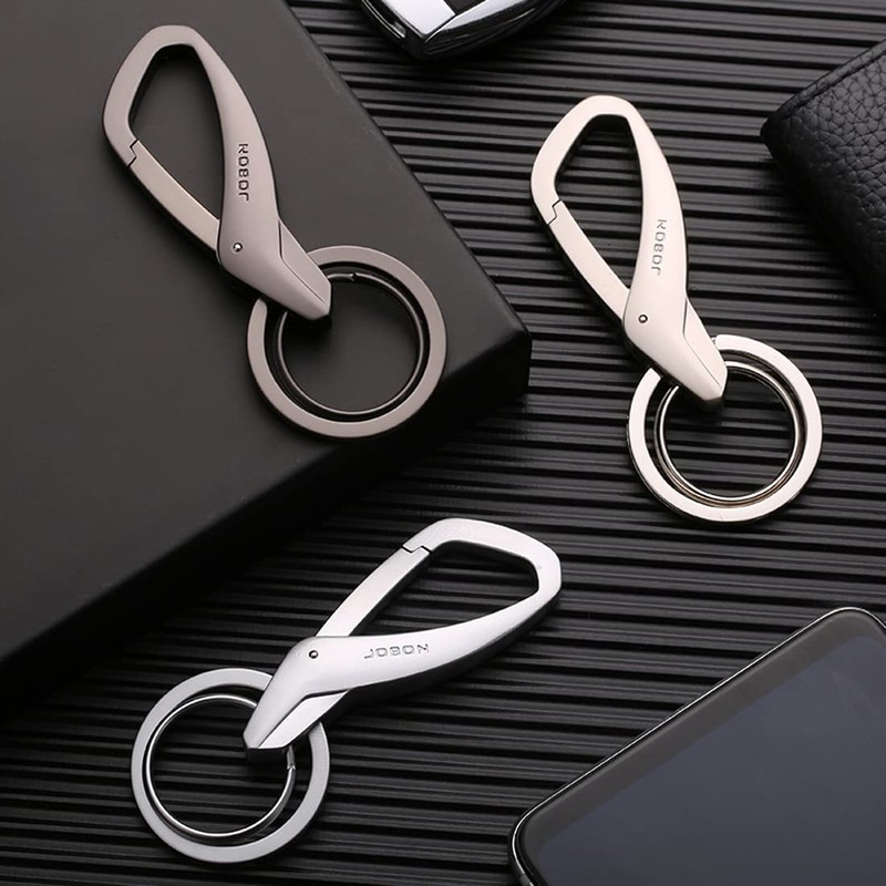Rockyu Keychain, Men's, Cool Gray, Silver, Black, Carabiner, Hook, Keychain,