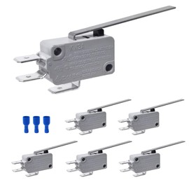 Yoiilnz 6Pcs Lead Limit Switch Long Straight Hinge Lever, SPDT 3 Pin Snap Action Micro Switch KW3A 16A 125/250V