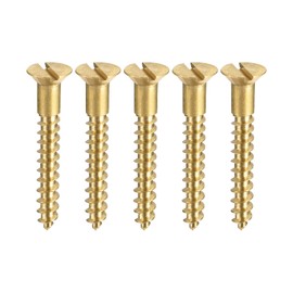 sourcing map Wood Screws M3.5 x 25mm Slotted Flat Head Brass Self-Tapping Screw 50 Pcs