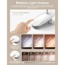 NYBFPCT Desk Lamp, Table Lamp 1500mAh Dimmable Reading Lamp with Clamp and Type-C Charging Port, Desk Light for Home Office Reading Working Studying Gooseneck Adjustable Flexible - White