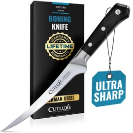 Cutluxe Boning Knife – 6" Razor Sharp Fillet Knife – High Carbon German Steel – Full Tang Ergonomic Handle Design – Artisan Series
