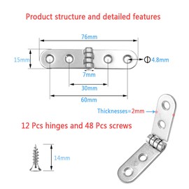 20 Pcs 180 Degree Hinges,Small Folding Flip Hinges for Wood,Cabinet,Cupboard Door, Table, Box,Furniture (Black)
