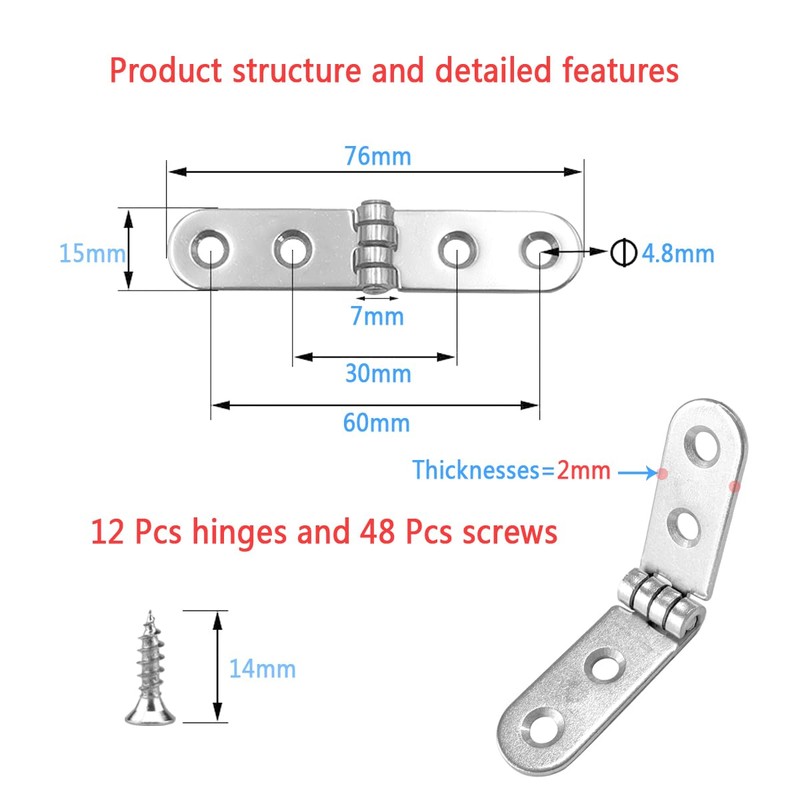 20 Pcs 180 Degree Hinges,Small Folding Flip Hinges for Wood,Cabinet,Cupboard
